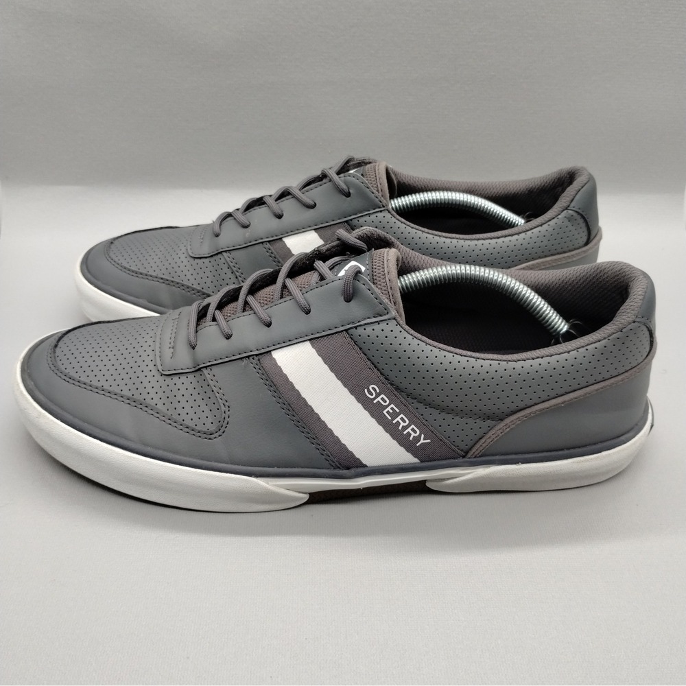 Sperry Top-Sider Mens Halyard Retro Grey White Sneakers‎ Size 13 Boat Shoes